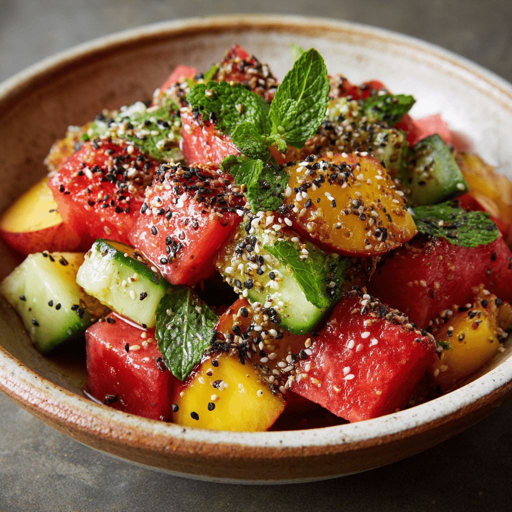 Summer Peach Watermelon Salad Recipe - Recipe Image