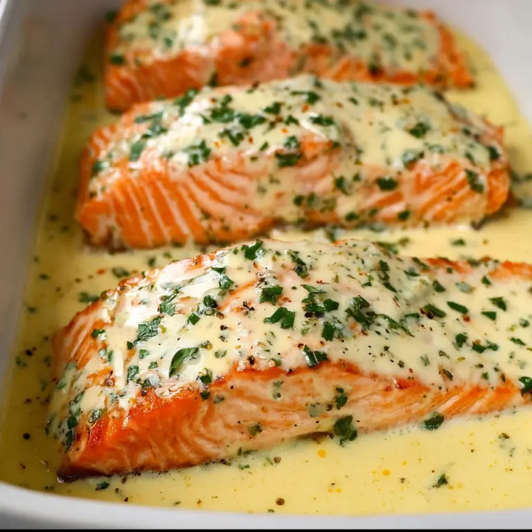 Oven Baked Salmon with Lemon Cream Sauce Recipe
