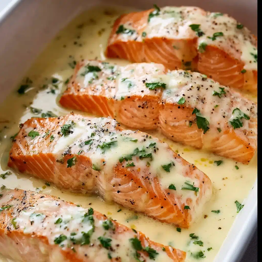Oven Baked Salmon with Lemon Cream Sauce Recipe