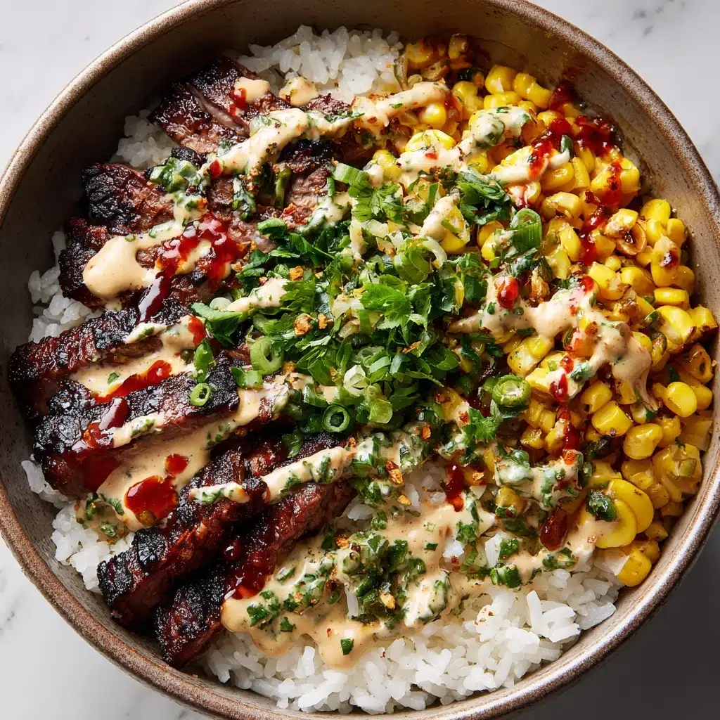with Charred Corn & Creamy Garlic Sauce Recipe - Recipe Image