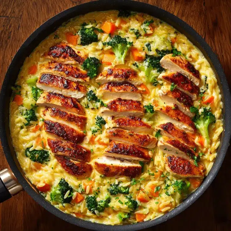 One Pot Cheesy Chicken And Broccoli Orzo Recipe