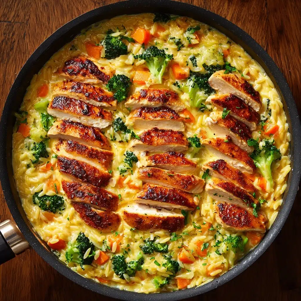One Pot Cheesy Chicken And Broccoli Orzo Recipe