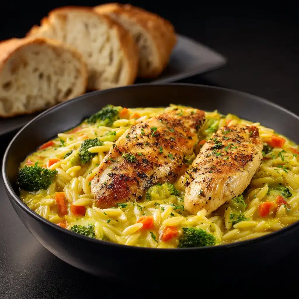 One Pot Cheesy Chicken And Broccoli Orzo Recipe