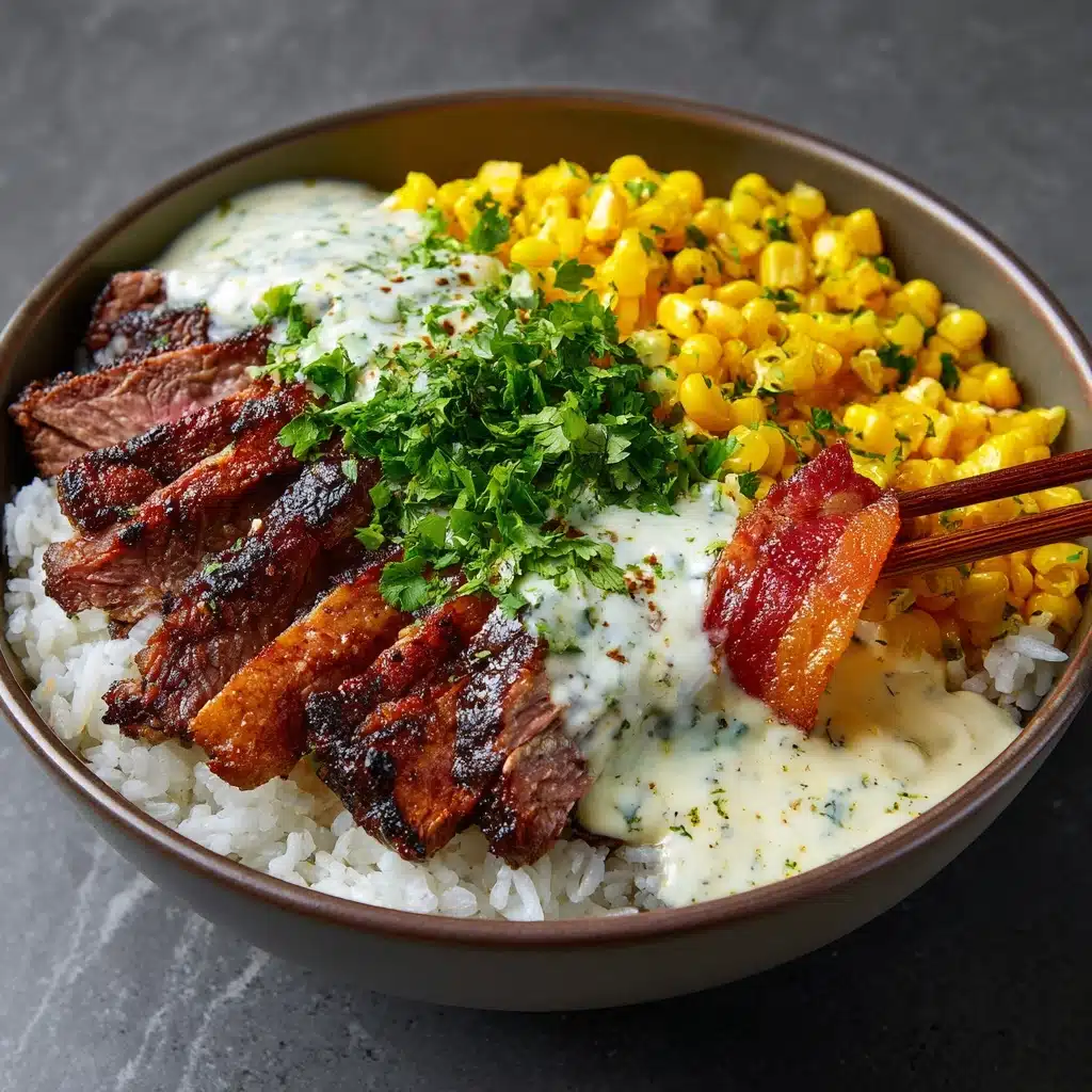 with Charred Corn & Creamy Garlic Sauce Recipe - Recipe Image