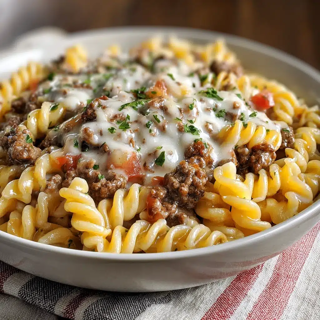 Loaded Cheeseburger Alfredo Pasta Recipe - Recipe Image