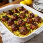 Greek Chicken Meatballs with Lemon Orzo Recipe