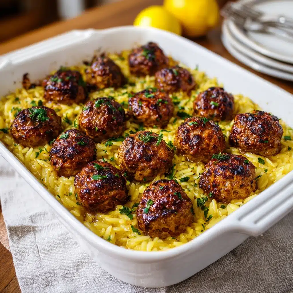 Greek Chicken Meatballs with Lemon Orzo Recipe
