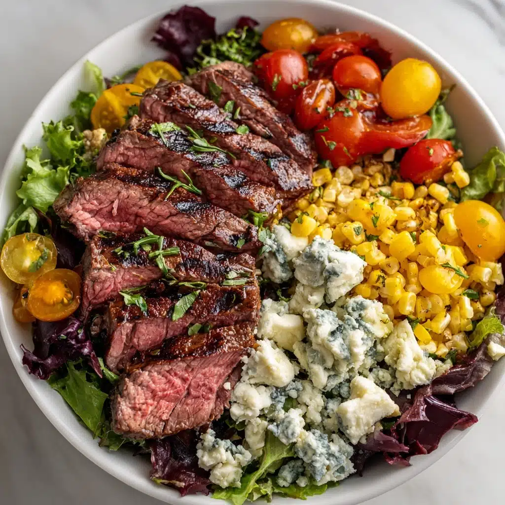 Balsamic Steak Gorgonzola Salad with Grilled Corn Recipe