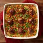 Honey Garlic Meatball Rice Bake Recipe