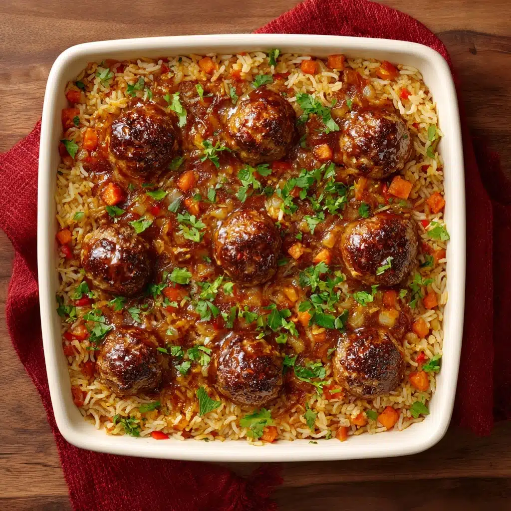 Honey Garlic Meatball Rice Bake Recipe