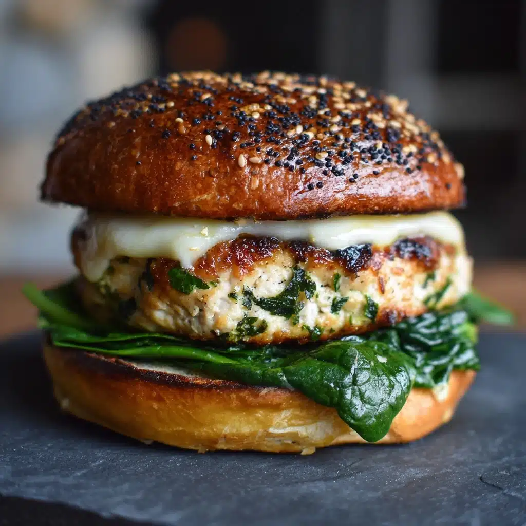 White Cheddar Spinach Chicken Burgers Recipe - Recipe Image