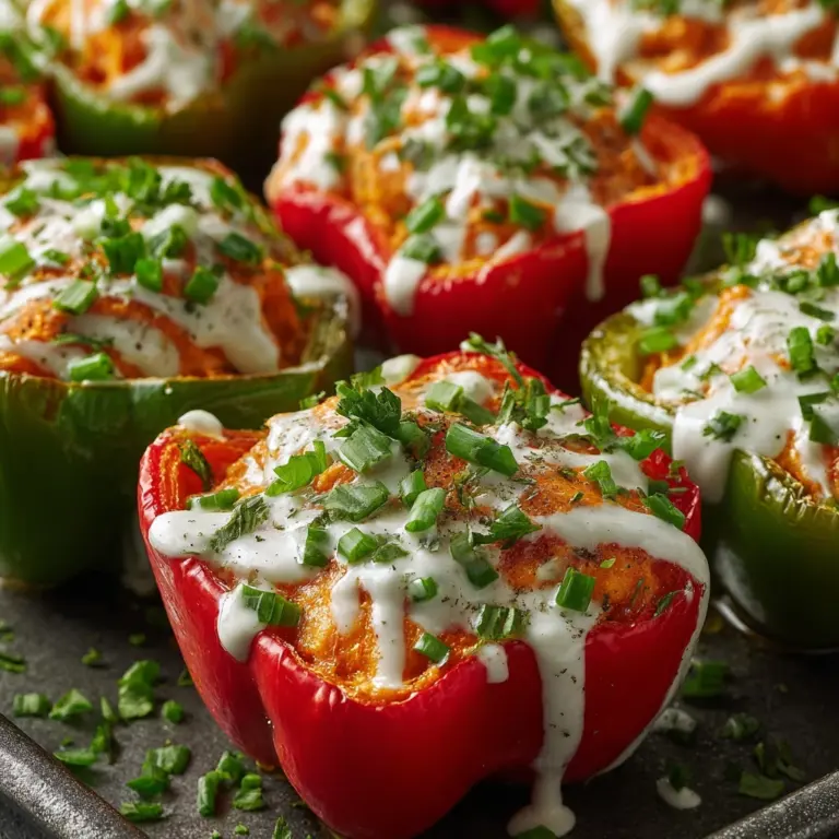 Buffalo Chicken Stuffed Peppers - Dairy Free & Low Carb Recipe