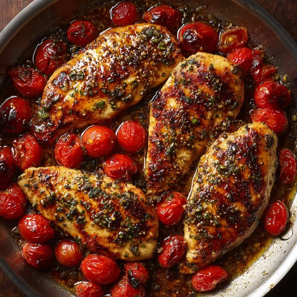 Creamy Pesto Chicken with Roasted Tomatoes Recipe - Recipe Image