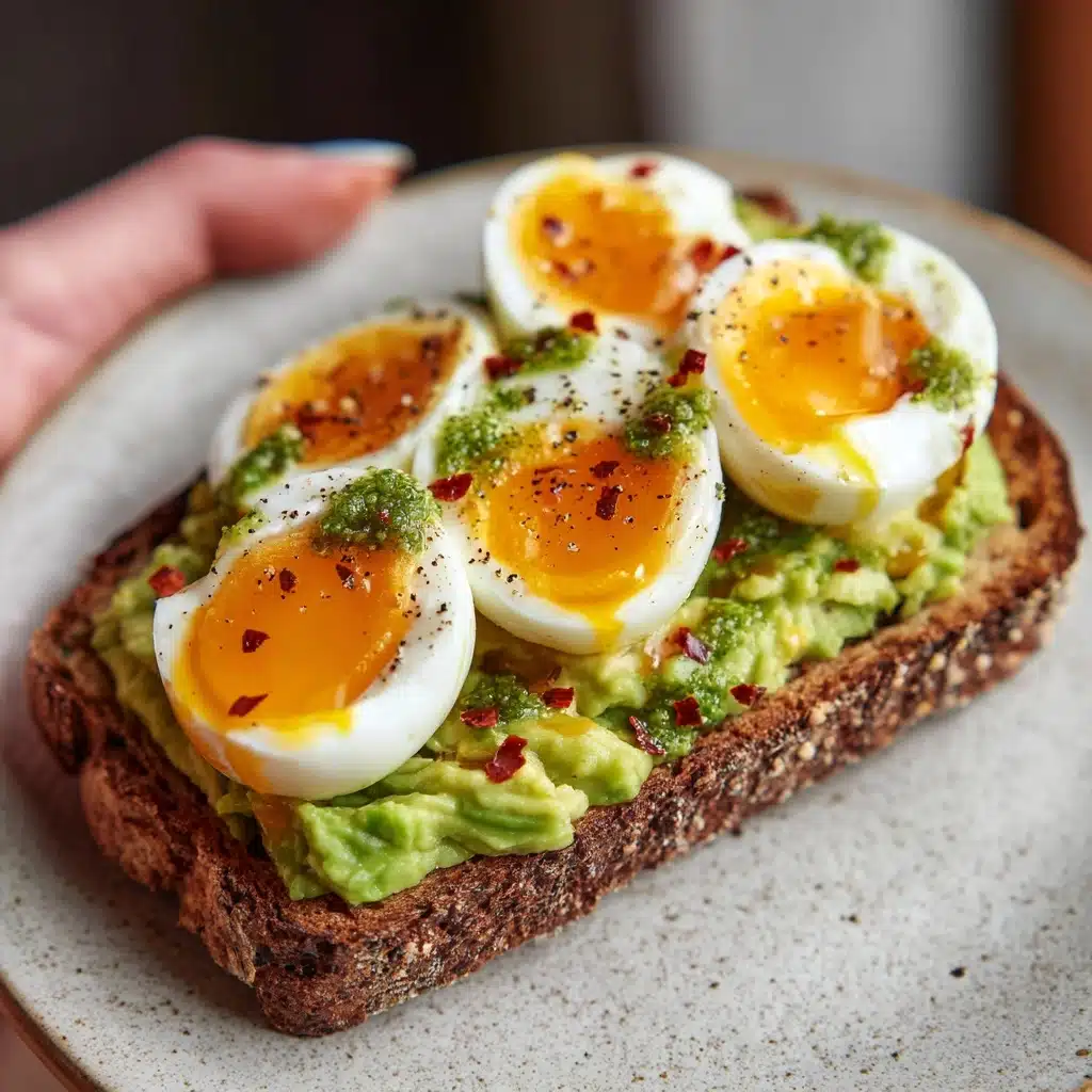 Jammy Egg, Avocado & Pesto Toast Recipe - Recipe Image