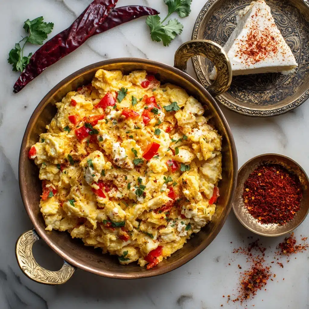 Menemen with Beyaz Peynir or Feta - Turkish Scrambled Eggs Recipe - Recipe Image