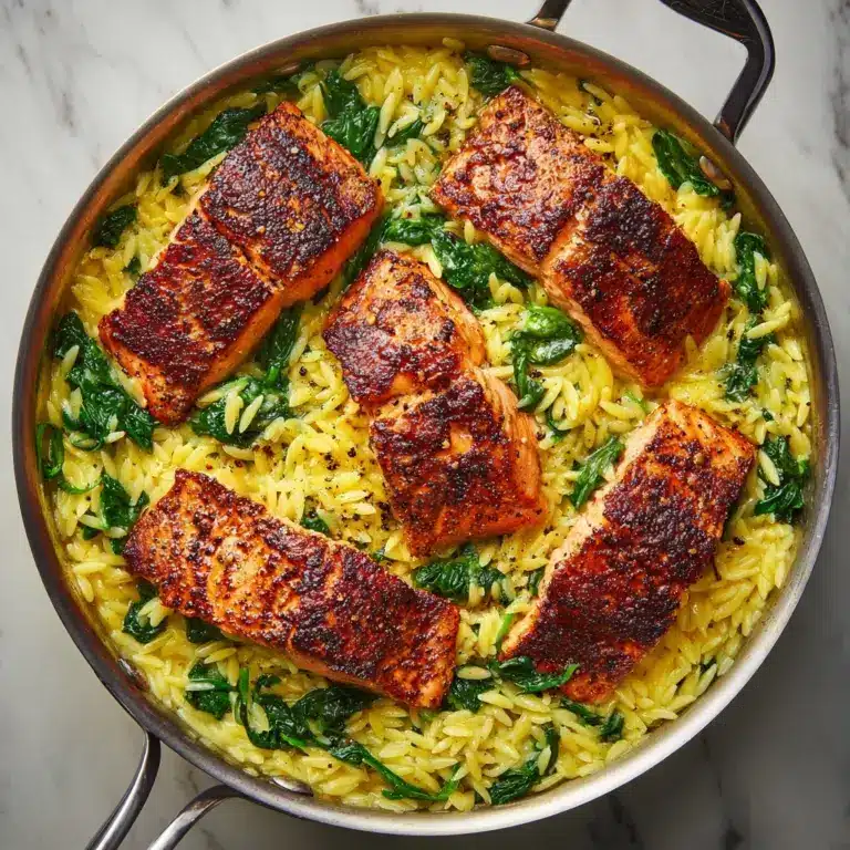 One Skillet Salmon with Lemon Orzo Recipe