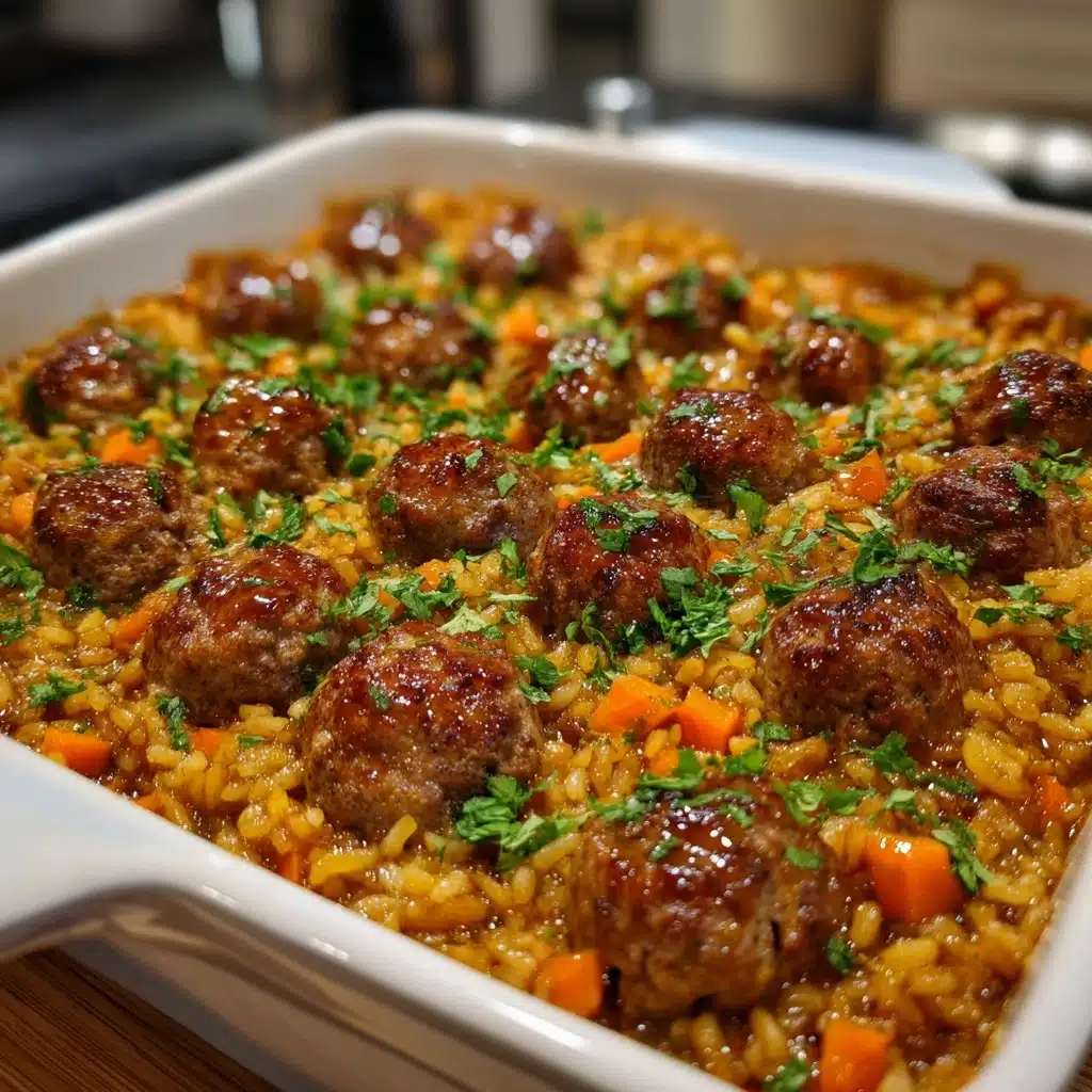 Honey Garlic Meatball Rice Bake Recipe - Recipe Image