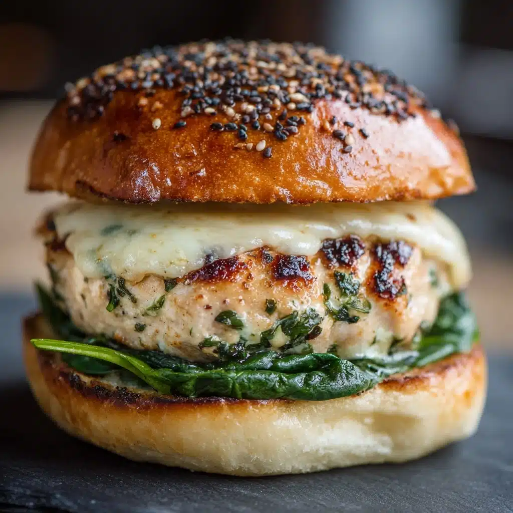 White Cheddar Spinach Chicken Burgers Recipe - Recipe Image