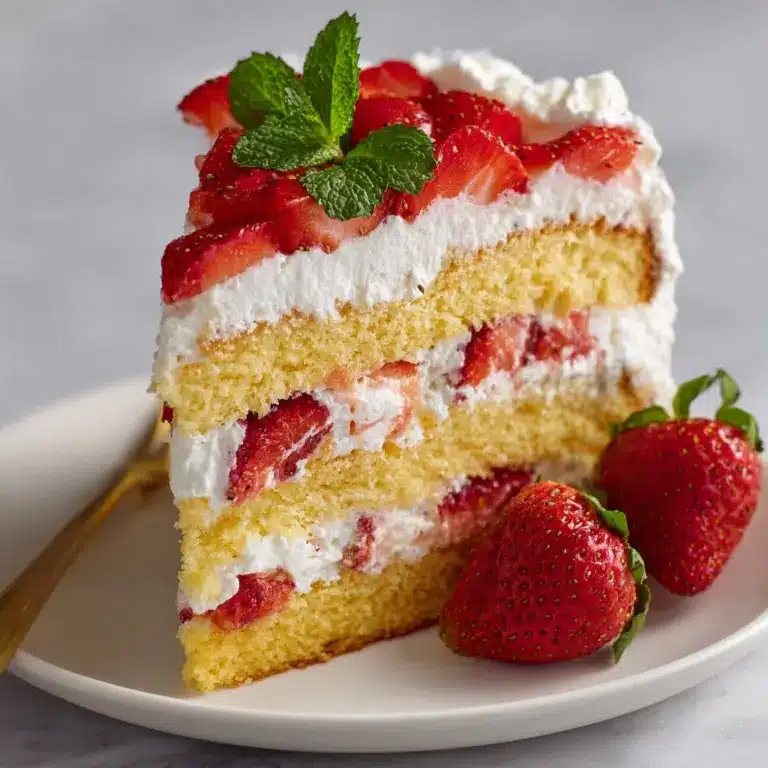 Moist Strawberry Shortcake Cake with Whipped Cream Frosting Recipe