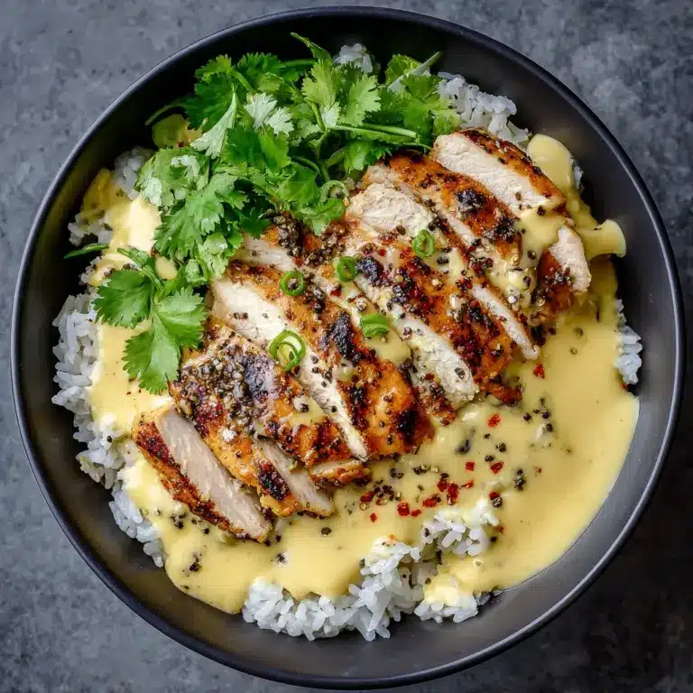 Chicken & Rice Bowls with Creamy Garlic Sauce Recipe