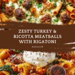 a Meatballs with Garlic Spinach Rigatoni Recipe