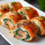 Spinach & Feta Stuffed Salmon Pinwheels Recipe