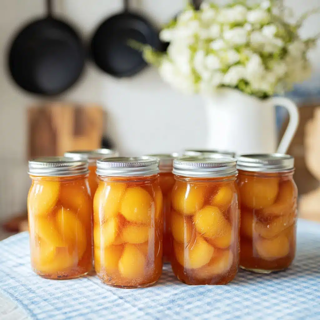 Fresh Honey Syrup Canned Peaches Recipe - Recipe Image