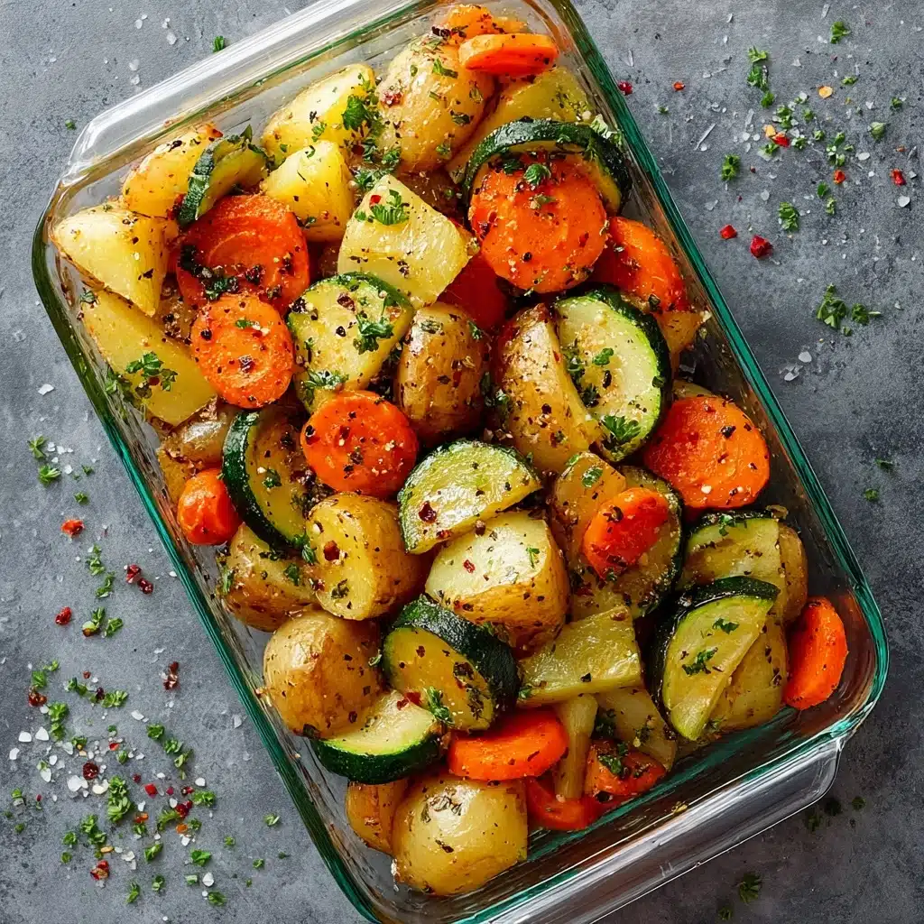 Garlic Herb Roasted Potatoes Carrots and Zucchini Recipe