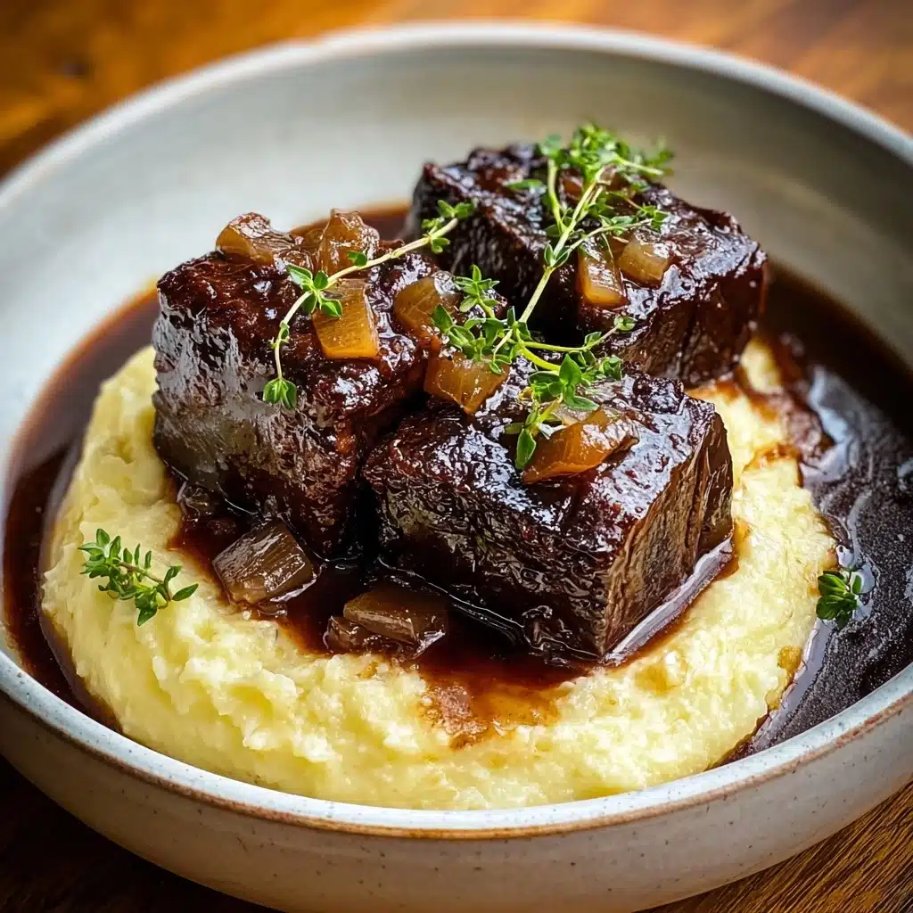 Tender Braised Short Ribs with Garlic Mashed Potatoes Recipe - Recipe Image