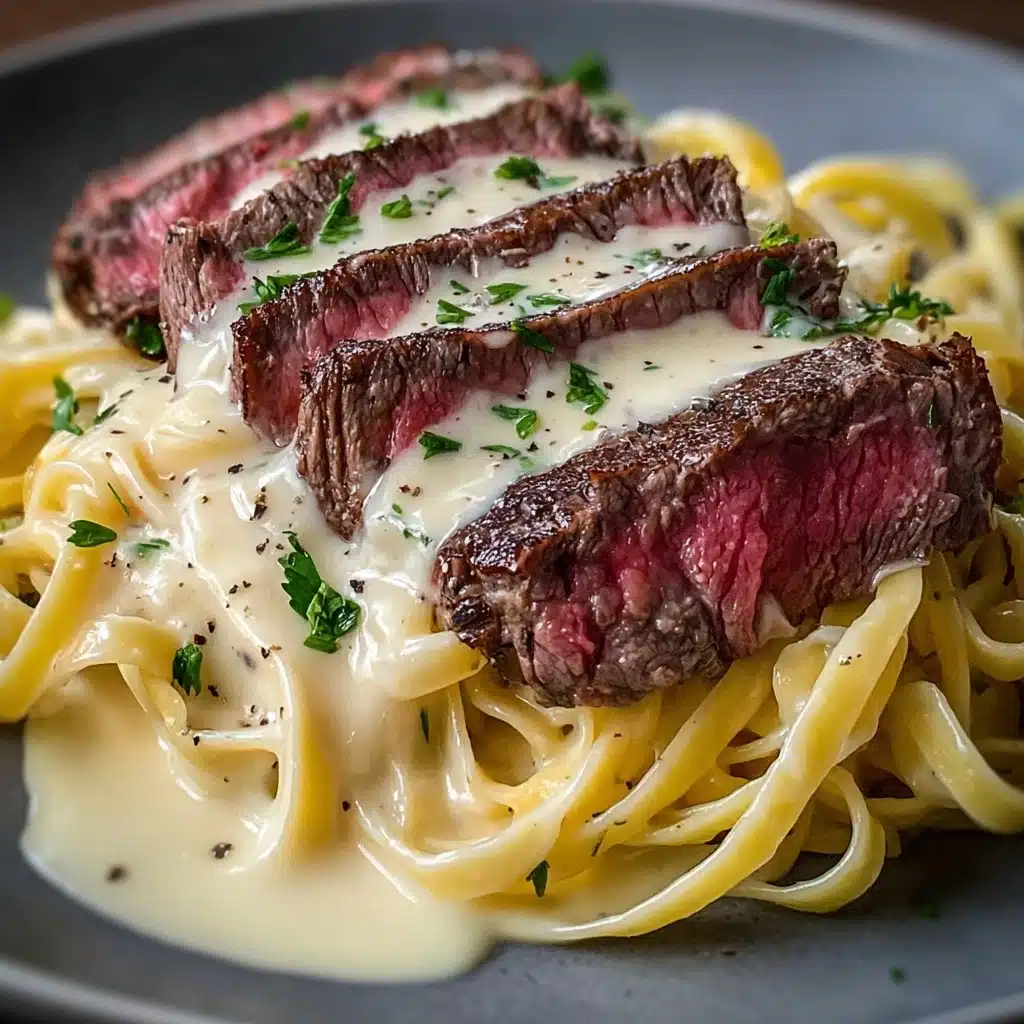 Serve the pasta topped with the cooked steak strips Recipe - Recipe Image