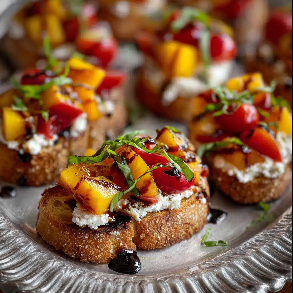 Quick Peach Bruschetta with Whipped Ricotta Recipe - Recipe Image