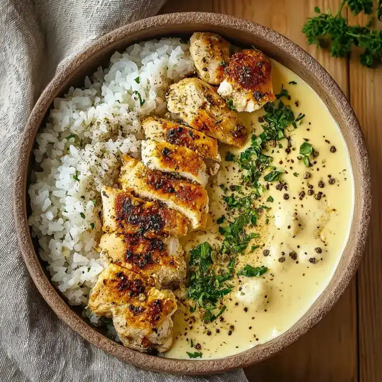Chicken and Rice Bowls with Creamy Garlic Sauce Recipe