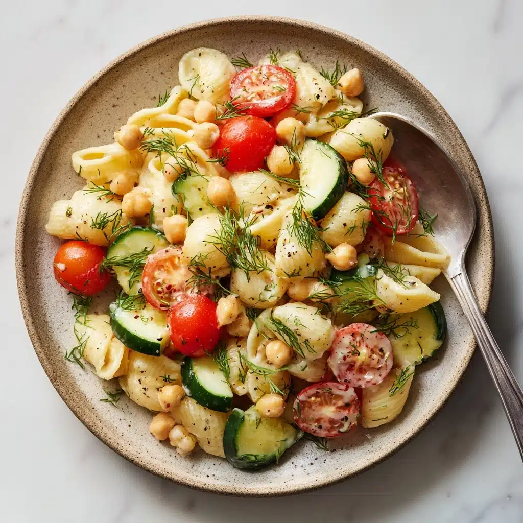 Chickpea Pasta Salad with Creamy Lemon Tahini Dressing Recipe - Recipe Image
