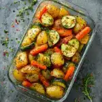 Garlic Herb Roasted Potatoes Carrots and Zucchini Recipe