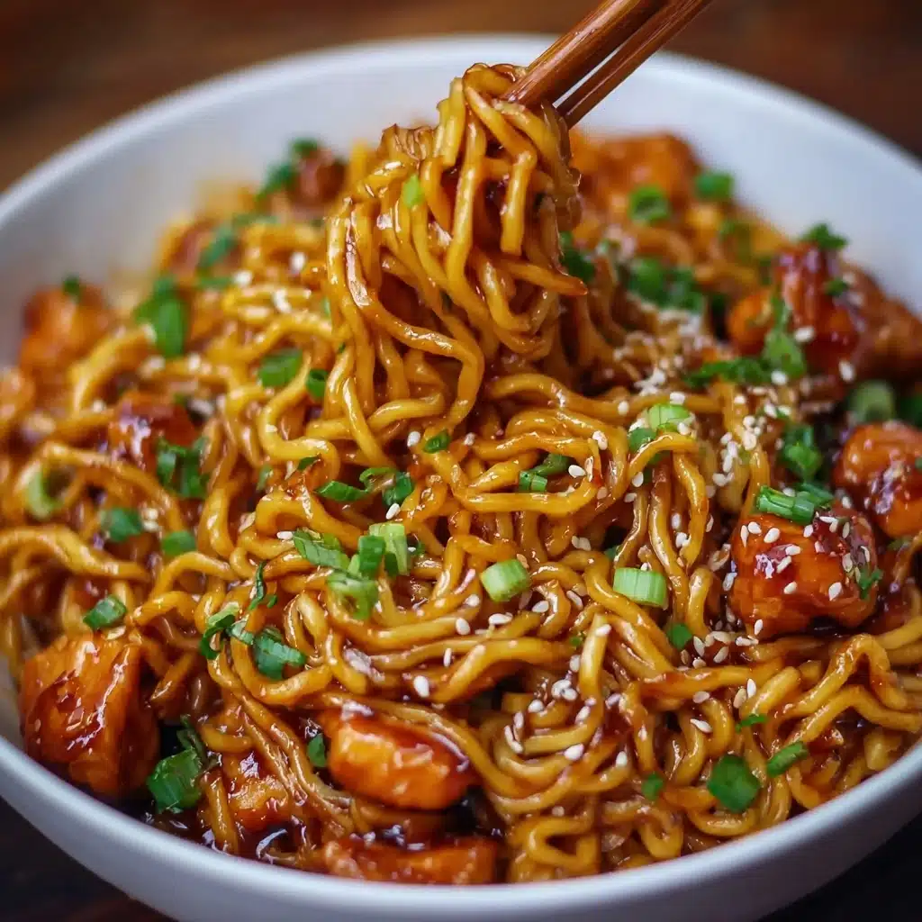 Sticky Garlic Chicken Noodles Recipe - Recipe Image