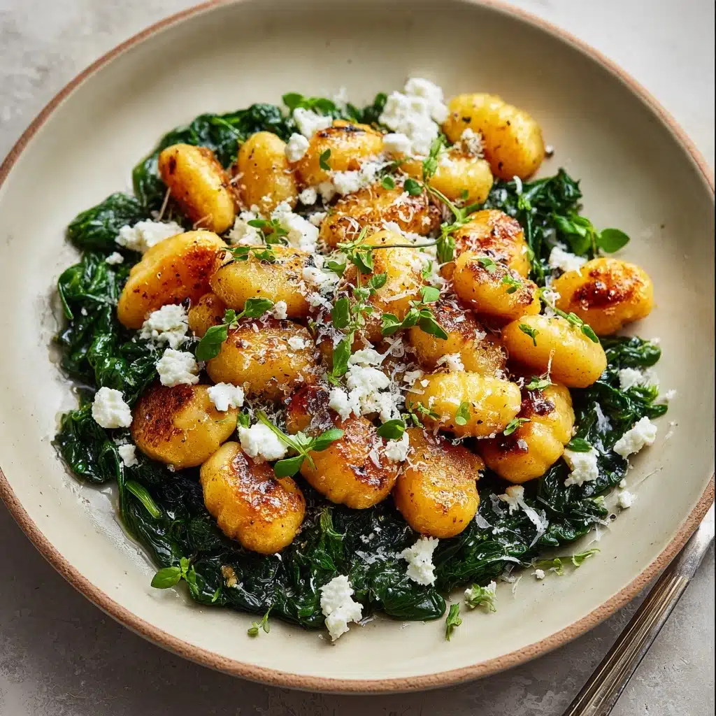 Crispy Gnocchi With Spinach And Feta Recipe - Recipe Image