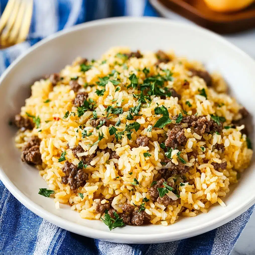 French Onion Ground Beef Casserole with Rice Recipe - Recipe Image