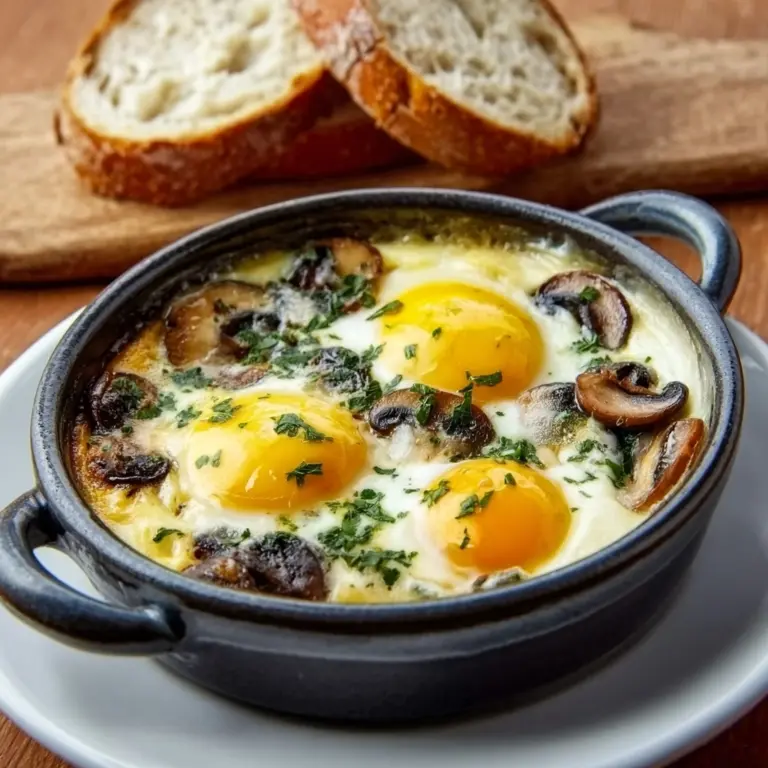 Baked Eggs with Sautéed Mushrooms Recipe