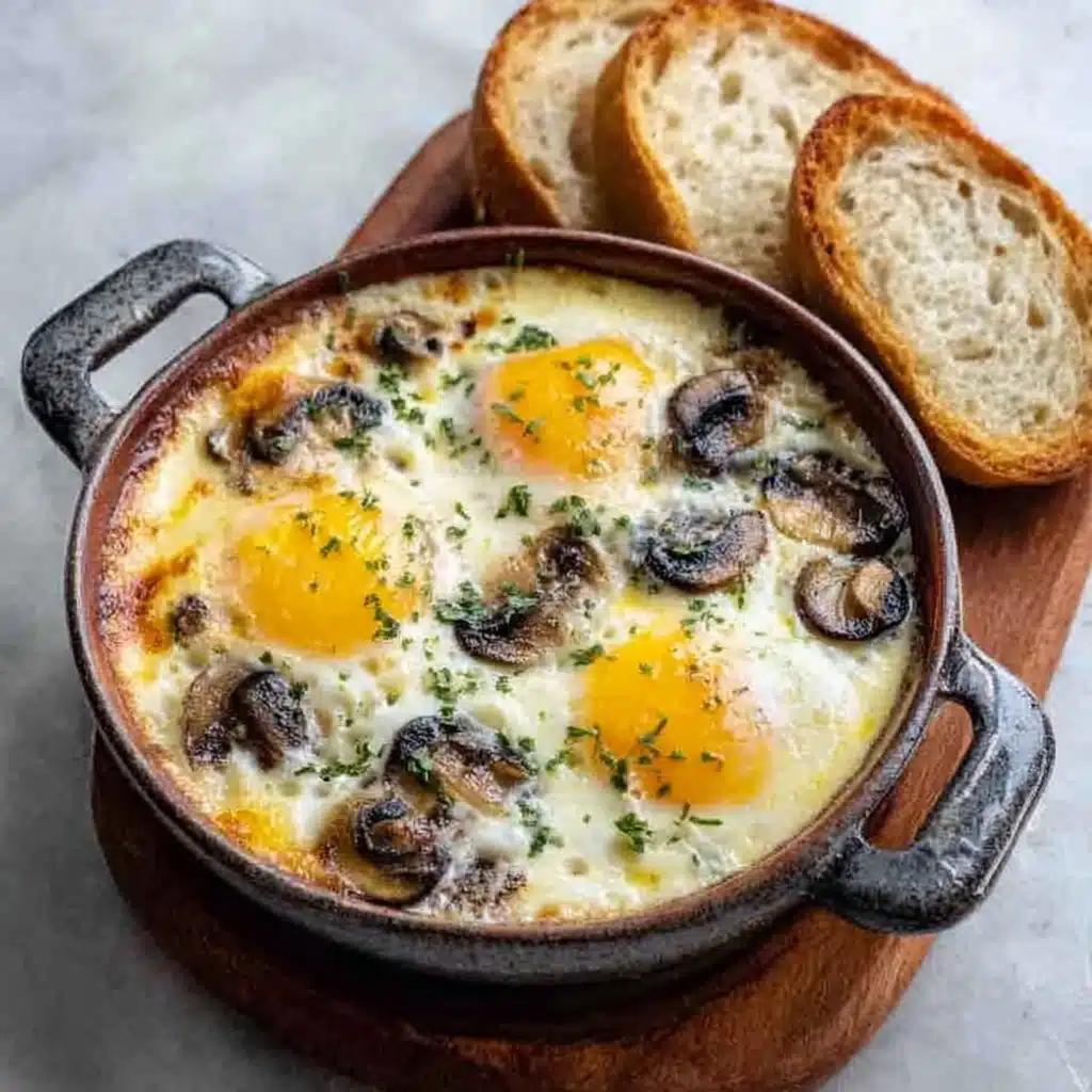 Baked Eggs with Sautéed Mushrooms Recipe - Recipe Image