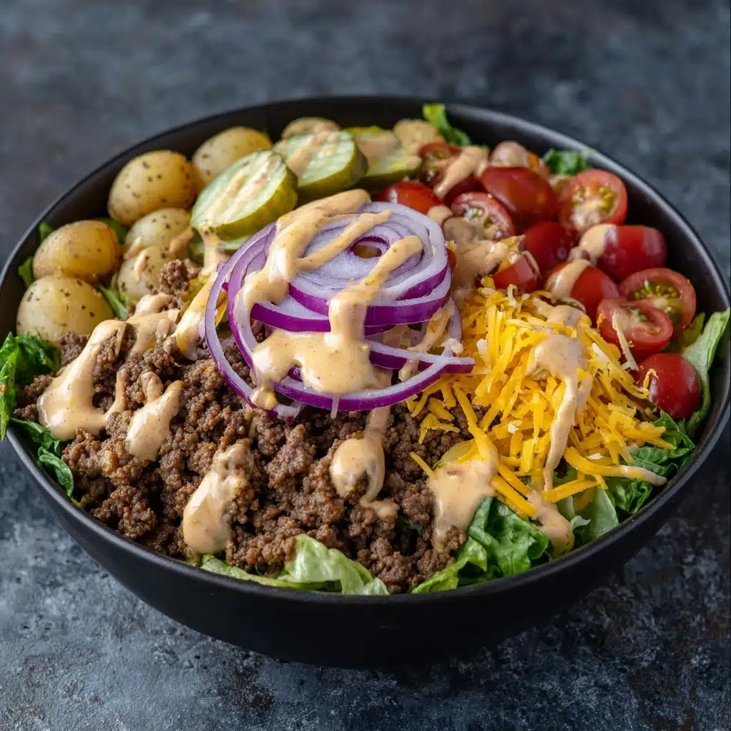 High Protein Burger Bowls with Sauce Recipe - Recipe Image