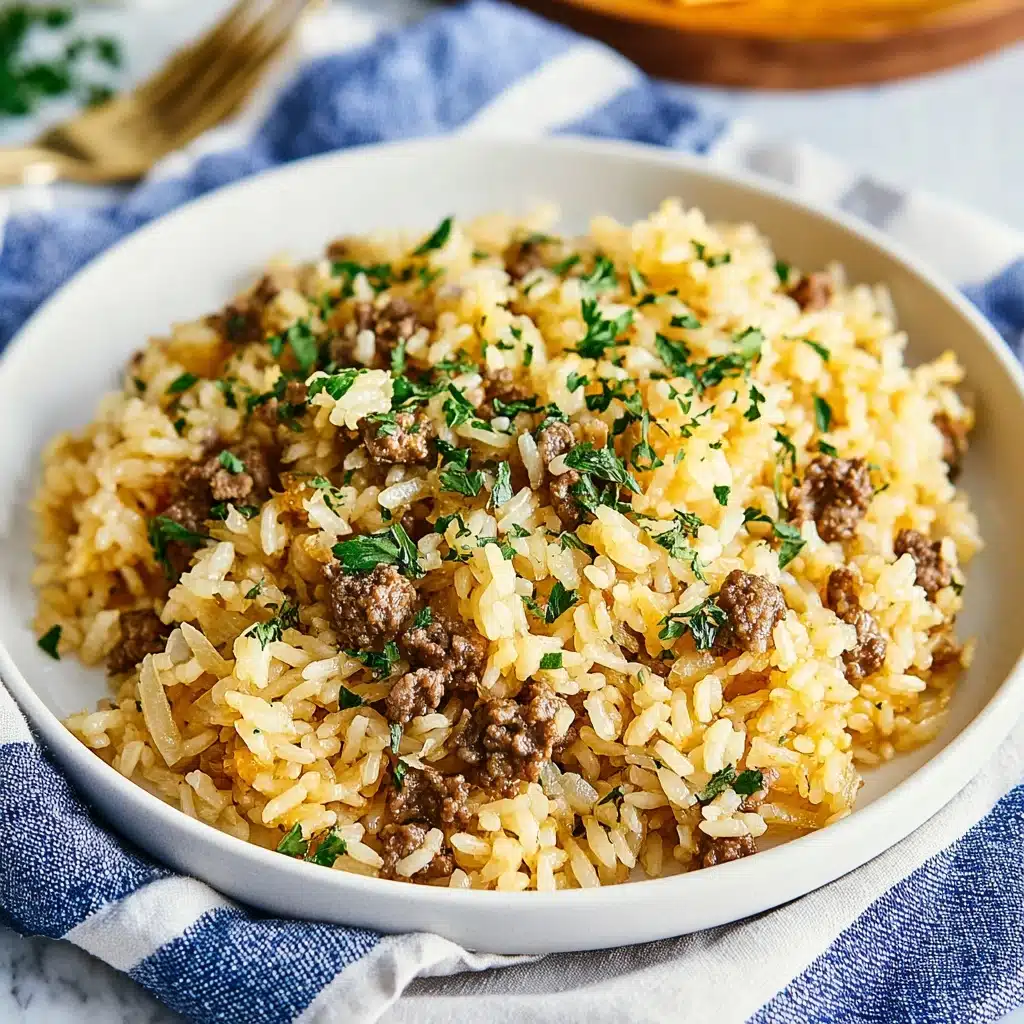 French Onion Ground Beef Casserole with Rice Recipe