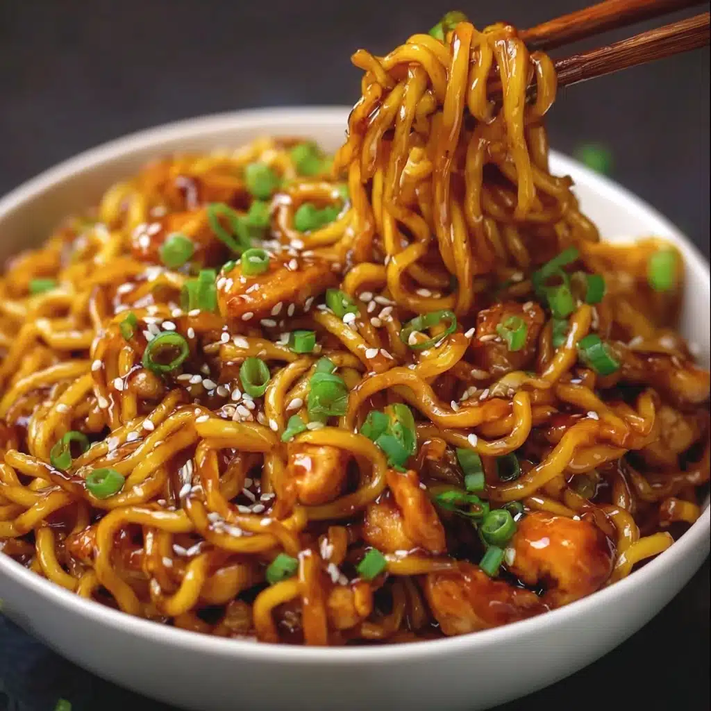 Sticky Garlic Chicken Noodles Recipe