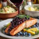 Blueberry Glazed Salmon with Lemon Herb Couscous Recipe