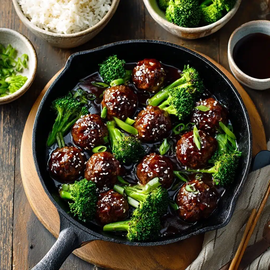 Sticky Mongolian Meatballs and Broccoli Recipe - Recipe Image