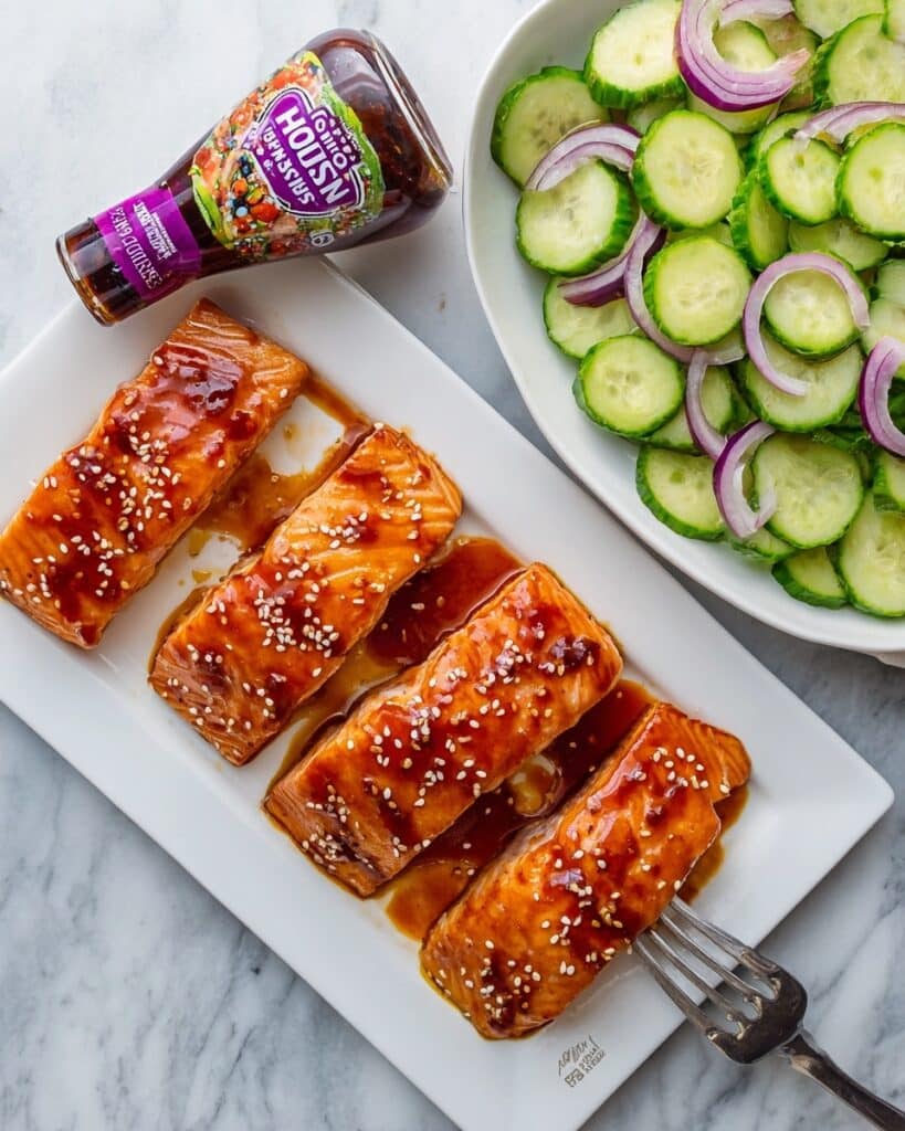 Sticky Hoisin Salmon with Cucumber Vinegar Salad Recipe