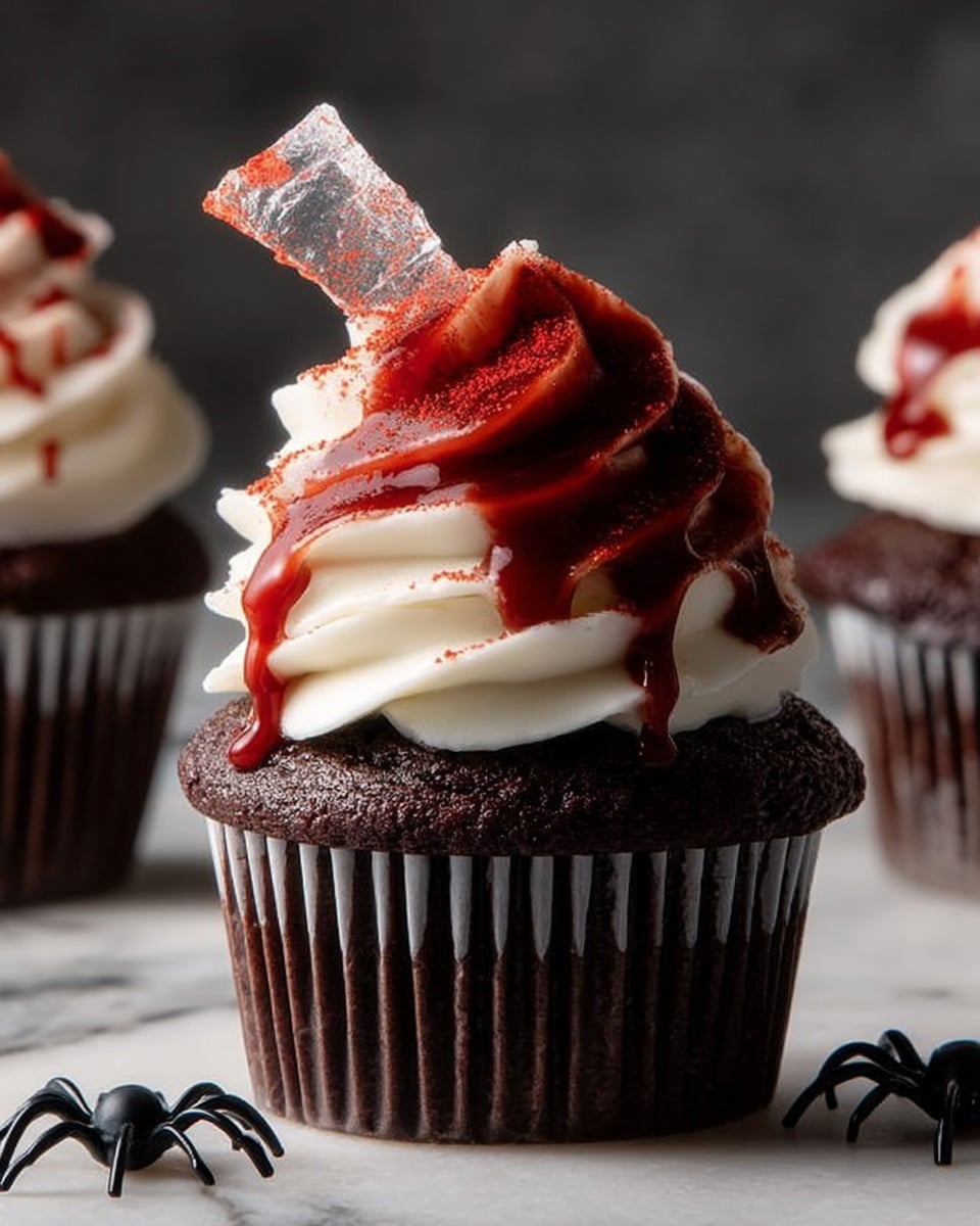 Spooky Broken Glass Cupcakes with Edible Blood Recipe