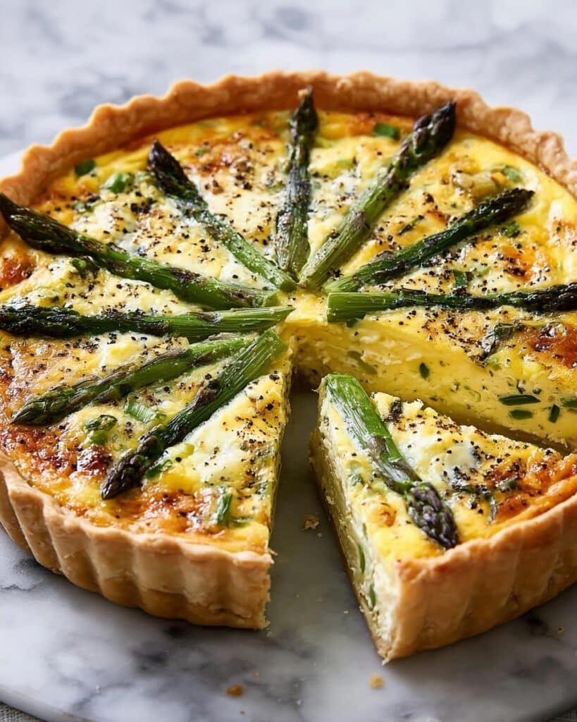 Asparagus Quiche with Sesame Crust and Fresh Herbs Recipe