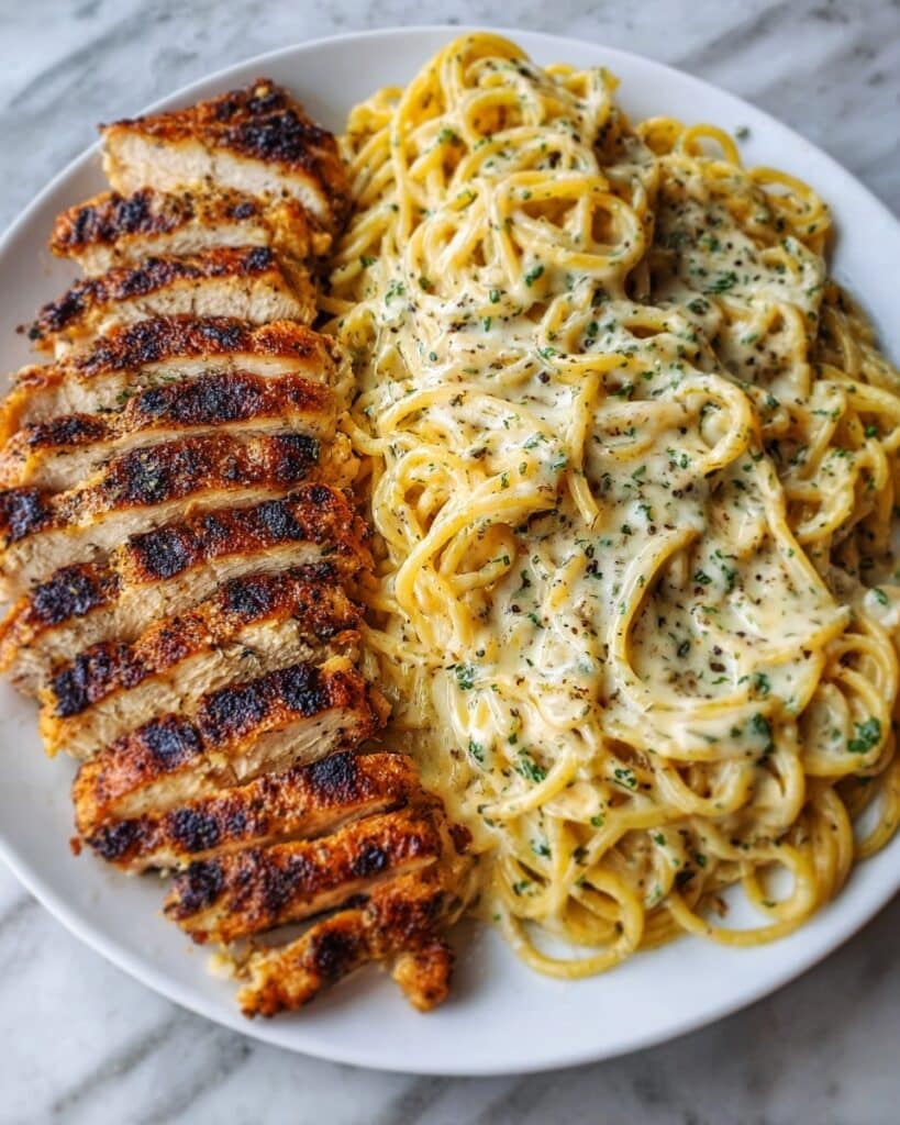 Garlic Parmesan Chicken Spaghetti in Spicy Cajun Cream Sauce Recipe