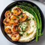 Grilled Shrimp Bowl with Asparagus & Creamy Garlic Sauce Recipe