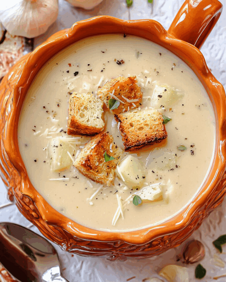 Roasted Garlic Soup with Parmesan Crisps and Lemon Recipe